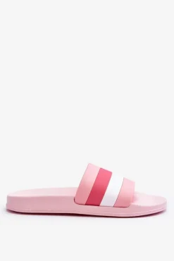 Damskie Boto Damskie Klapki W Paski Różowe Vision