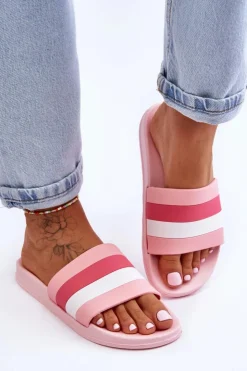 Damskie Boto Damskie Klapki W Paski Różowe Vision