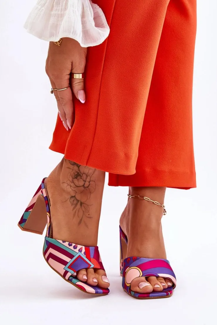 Boto Klapki Na Obcasie|Klapki Damskie Klasyczne*Damskie Klapki We Wzory Na Obcasie Fioletowe Adelise