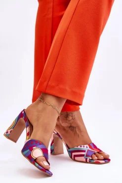 Boto Klapki Na Obcasie|Klapki Damskie Klasyczne*Damskie Klapki We Wzory Na Obcasie Fioletowe Adelise