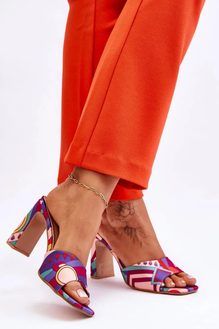 Boto Klapki Na Obcasie|Klapki Damskie Klasyczne*Damskie Klapki We Wzory Na Obcasie Fioletowe Adelise