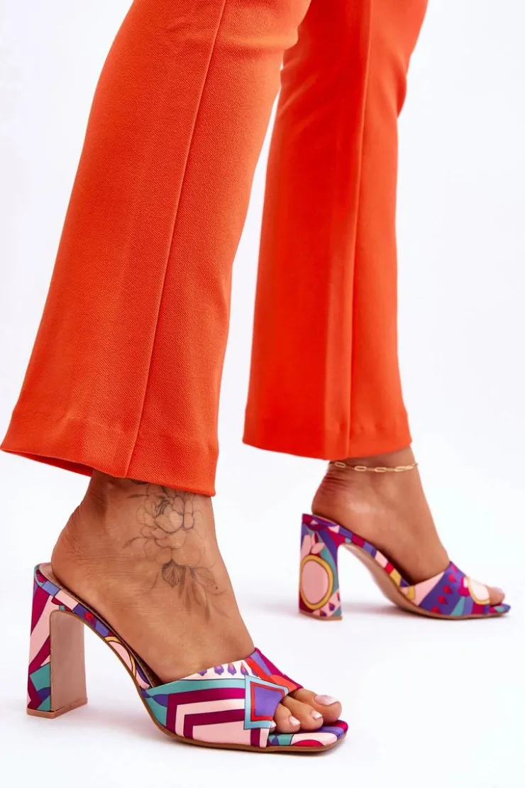 Boto Klapki Na Obcasie|Klapki Damskie Klasyczne*Damskie Klapki We Wzory Na Obcasie Fioletowe Adelise