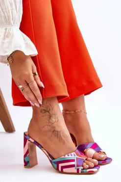 Boto Klapki Na Obcasie|Klapki Damskie Klasyczne*Damskie Klapki We Wzory Na Obcasie Fioletowe Adelise