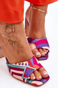 Boto Klapki Na Obcasie|Klapki Damskie Klasyczne*Damskie Klapki We Wzory Na Obcasie Fioletowe Adelise