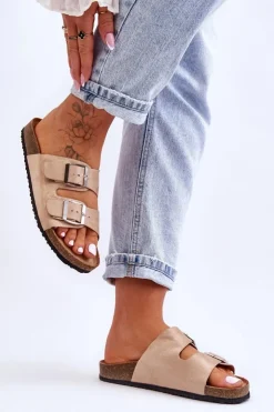 Boto Klapki Korkowe|Klapki Damskie Klasyczne*Damskie Klapki Wsuwane Beżowe Destino