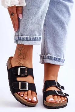 Outlet Boto Damskie Klapki Wsuwane Czarne Destino