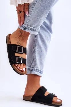 Outlet Boto Damskie Klapki Wsuwane Czarne Destino