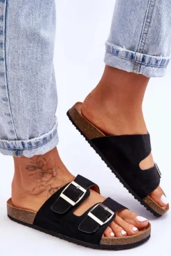 Outlet Boto Damskie Klapki Wsuwane Czarne Destino