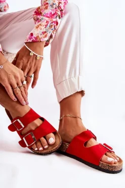 Discount Boto Damskie Klapki Wsuwane Czerwone Misandei