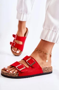 Discount Boto Damskie Klapki Wsuwane Czerwone Misandei