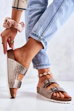 Damskie INBLU Damskie Klapki Wsuwane NM000027 Srebrne