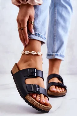 INBLU Klapki Damskie Klasyczne*Damskie Klapki Wsuwane NM000028 Czarne