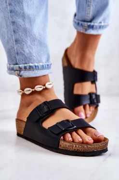 INBLU Klapki Damskie Klasyczne*Damskie Klapki Wsuwane NM000028 Czarne