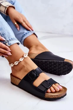 INBLU Klapki Damskie Klasyczne*Damskie Klapki Wsuwane NM000028 Czarne