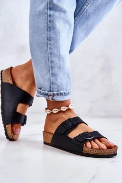 INBLU Klapki Damskie Klasyczne*Damskie Klapki Wsuwane NM000028 Czarne