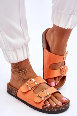 Boto Klapki Korkowe|Klapki Damskie Klasyczne*Damskie Klapki Wsuwane Na Korkowej Podeszwie Pomarańczowe Cortina