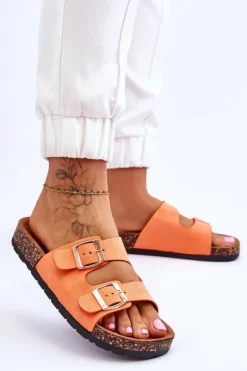 Boto Klapki Korkowe|Klapki Damskie Klasyczne*Damskie Klapki Wsuwane Na Korkowej Podeszwie Pomarańczowe Cortina