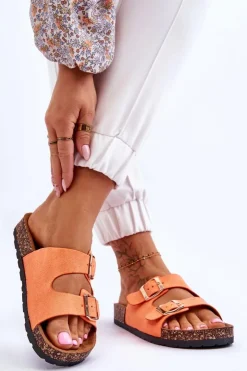 Boto Klapki Korkowe|Klapki Damskie Klasyczne*Damskie Klapki Wsuwane Na Korkowej Podeszwie Pomarańczowe Cortina