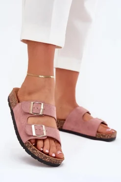 Damskie Boto Damskie Klapki Wsuwane Na Korkowej Podeszwie Jasnoróżowe Cortina