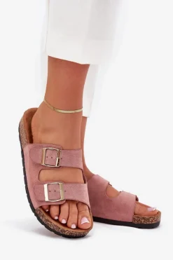 Damskie Boto Damskie Klapki Wsuwane Na Korkowej Podeszwie Jasnoróżowe Cortina