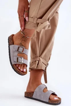 Damskie Boto Damskie Klapki Wsuwane Na Korkowej Podeszwie Szare Cortina