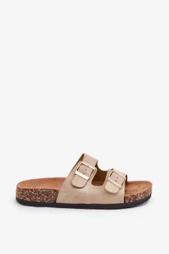 Boto Klapki Korkowe|Klapki Damskie Klasyczne*Damskie Klapki Wsuwane Na Korkowej Podeszwie Złote Cortina