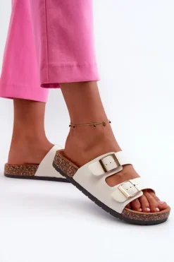 Damskie Boto Damskie Klapki Wsuwane Na Korkowej Podeszwie Białe Cortina