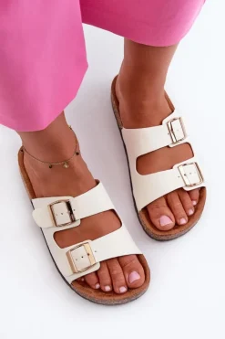 Damskie Boto Damskie Klapki Wsuwane Na Korkowej Podeszwie Białe Cortina