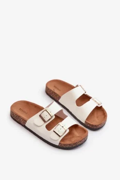 Damskie Boto Damskie Klapki Wsuwane Na Korkowej Podeszwie Białe Cortina