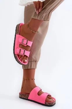 Boto Klapki Korkowe|Klapki Damskie Klasyczne*Damskie Klapki Wsuwane Na Korkowej Podeszwie Neonowy Róż Cortina