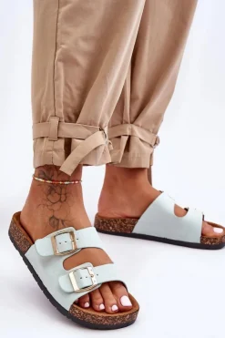 Boto Klapki Korkowe|Klapki Damskie Klasyczne*Damskie Klapki Wsuwane Na Korkowej Podeszwie Miętowe Cortina