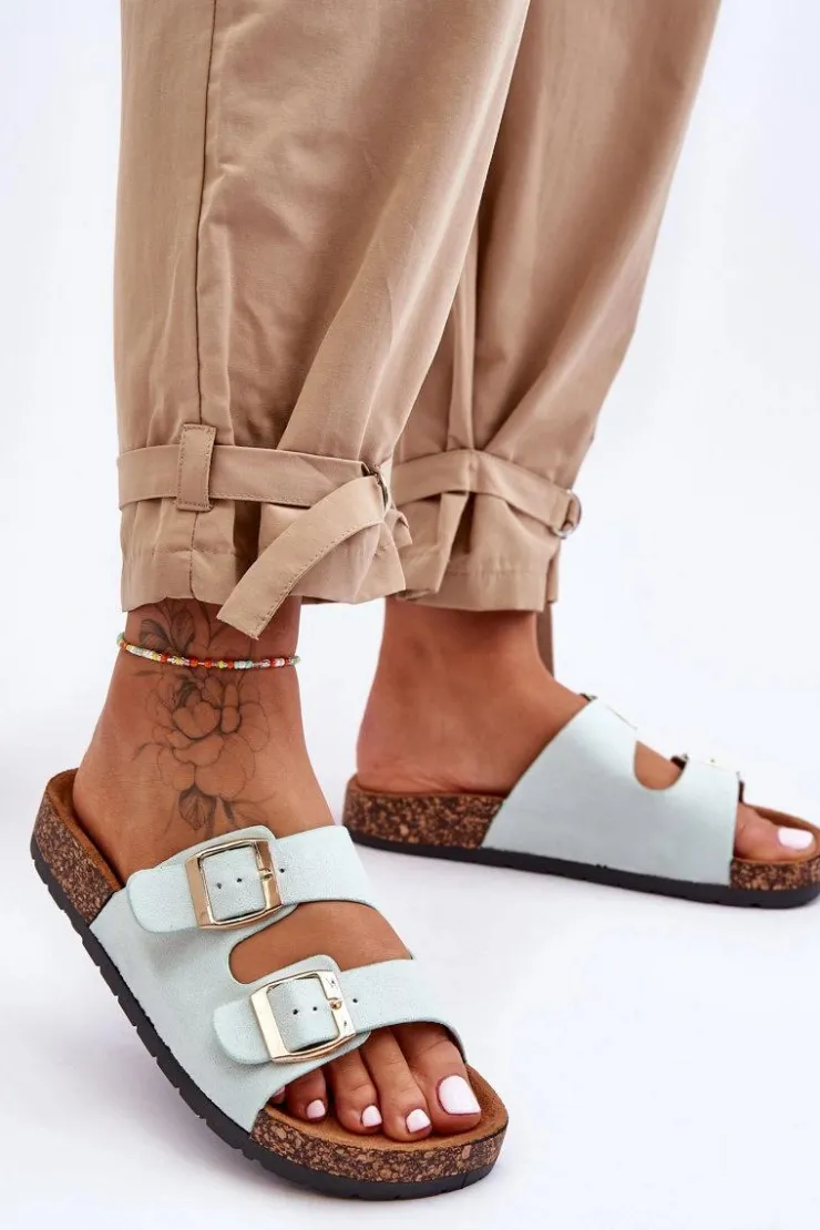 Boto Klapki Korkowe|Klapki Damskie Klasyczne*Damskie Klapki Wsuwane Na Korkowej Podeszwie Miętowe Cortina