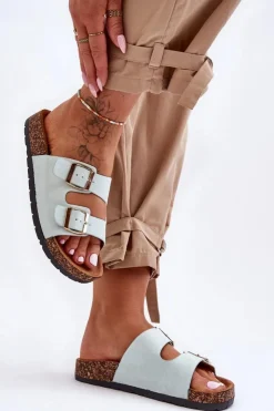 Boto Klapki Korkowe|Klapki Damskie Klasyczne*Damskie Klapki Wsuwane Na Korkowej Podeszwie Miętowe Cortina