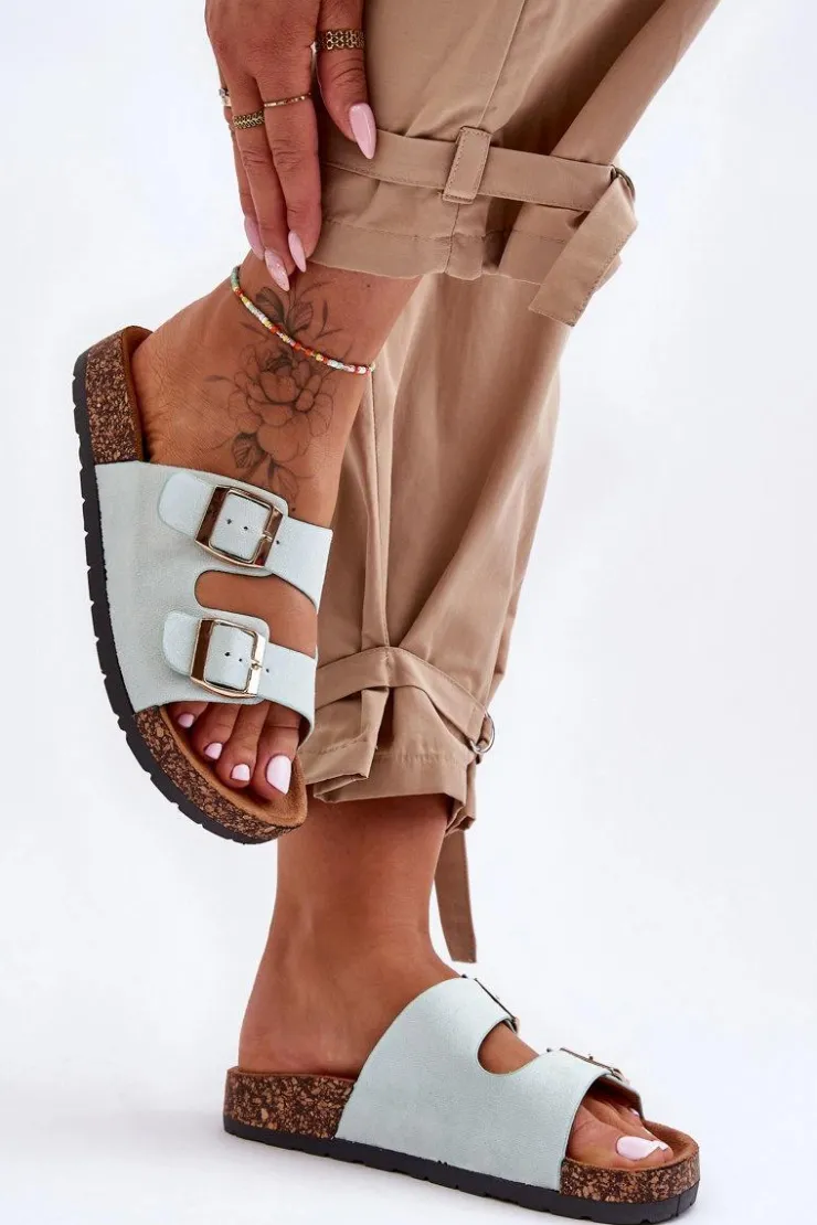 Boto Klapki Korkowe|Klapki Damskie Klasyczne*Damskie Klapki Wsuwane Na Korkowej Podeszwie Miętowe Cortina