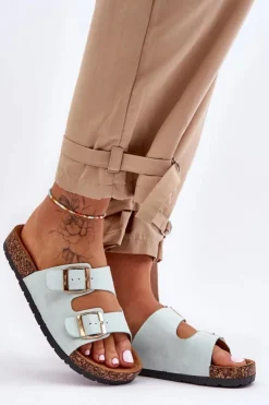 Boto Klapki Korkowe|Klapki Damskie Klasyczne*Damskie Klapki Wsuwane Na Korkowej Podeszwie Miętowe Cortina