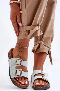 Boto Klapki Korkowe|Klapki Damskie Klasyczne*Damskie Klapki Wsuwane Na Korkowej Podeszwie Miętowe Cortina