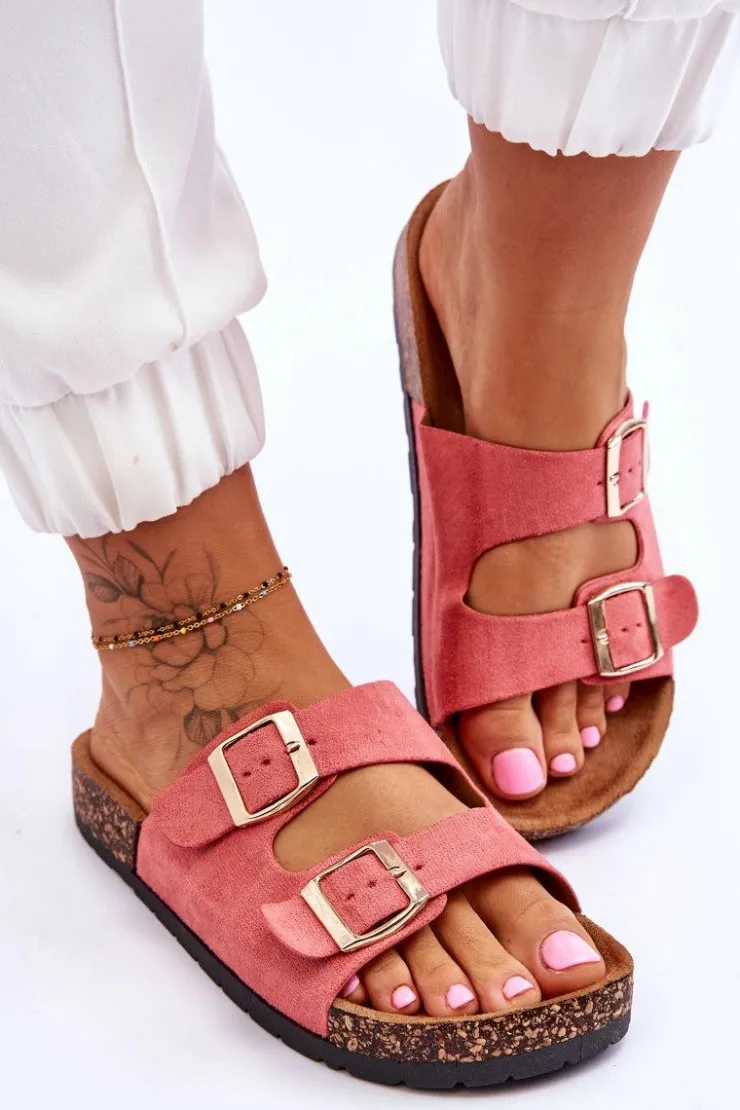 Damskie Boto Damskie Klapki Wsuwane Na Korkowej Podeszwie Różowe Cortina