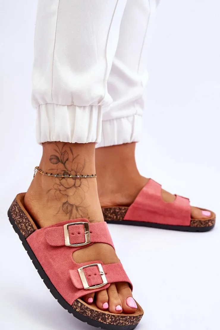 Damskie Boto Damskie Klapki Wsuwane Na Korkowej Podeszwie Różowe Cortina