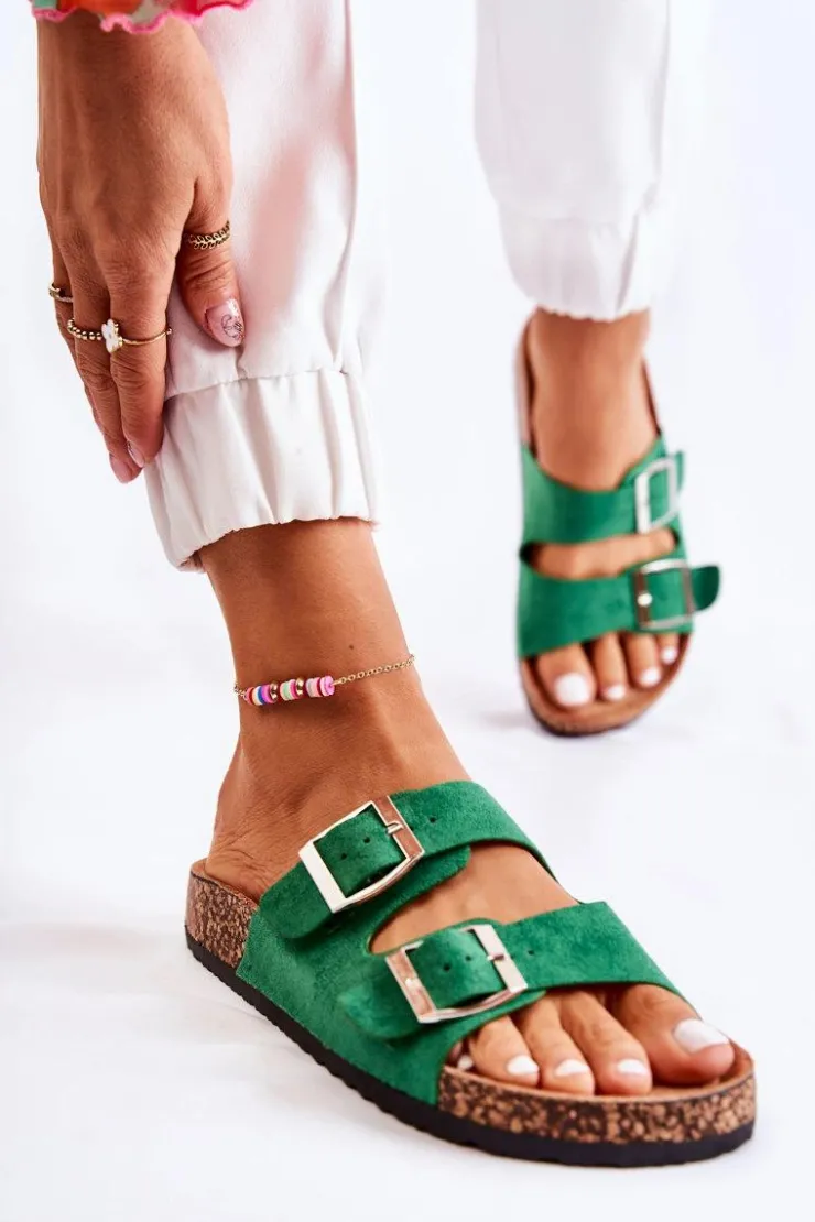 Damskie Boto Damskie Klapki Wsuwane Zielone Misandei