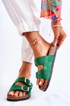 Damskie Boto Damskie Klapki Wsuwane Zielone Misandei