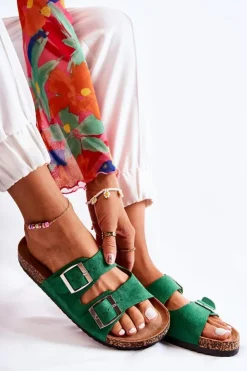 Damskie Boto Damskie Klapki Wsuwane Zielone Misandei