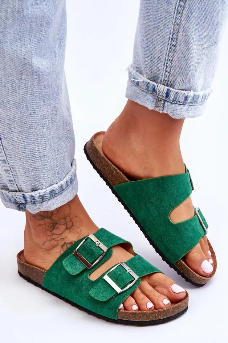 Damskie Boto Damskie Klapki Wsuwane Zielone Destino