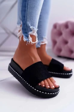 Boto Klapki Damskie Klasyczne*Damskie Klapki Wysokie Czarne Kadela