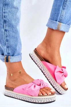 Damskie Boto Damskie Klapki Wysokie Fuksja Mortigo