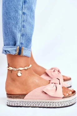 Boto Damskie Klapki Wysokie Różowe Mortigo