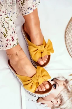 Boto Damskie Klapki Wysokie Żółte Mortigo