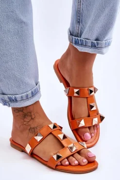 Damskie Boto Damskie Klapki Z Dużymi Ćwiekami Pomarańczowe Mercure