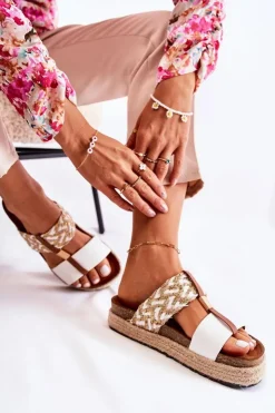 Damskie Boto Damskie Klapki Z Eko Skóry Białe Simona