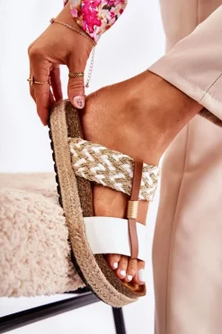 Damskie Boto Damskie Klapki Z Eko Skóry Białe Simona