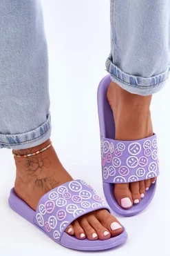 Damskie Boto Damskie Klapki Z Emotikonami Fioletowe Cosette